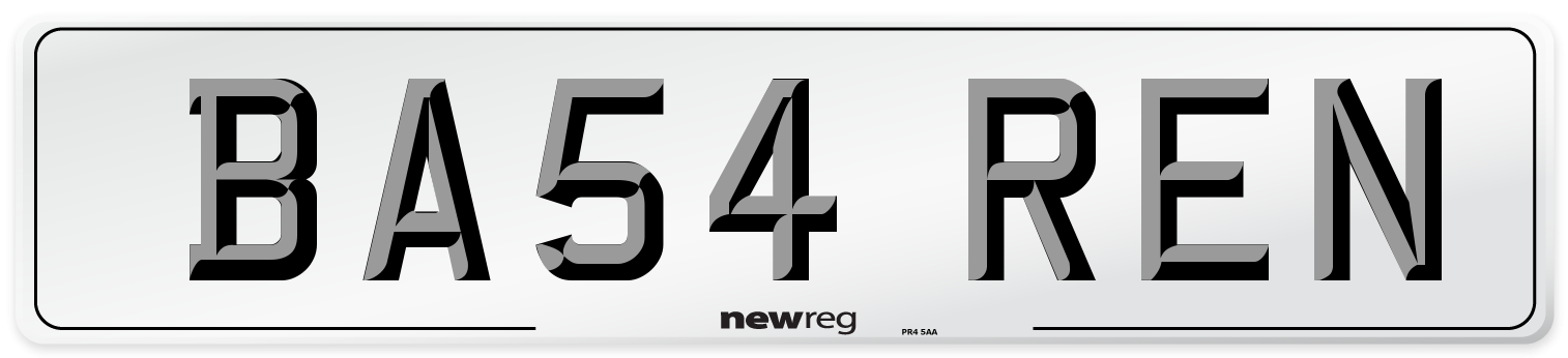 BA54 REN Number Plate from New Reg
